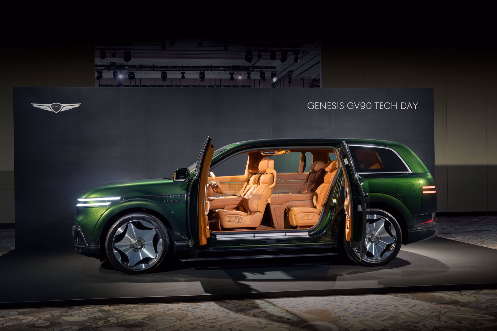 Genesis GV90 Neolun with coach doors open at GV90 Tech Day