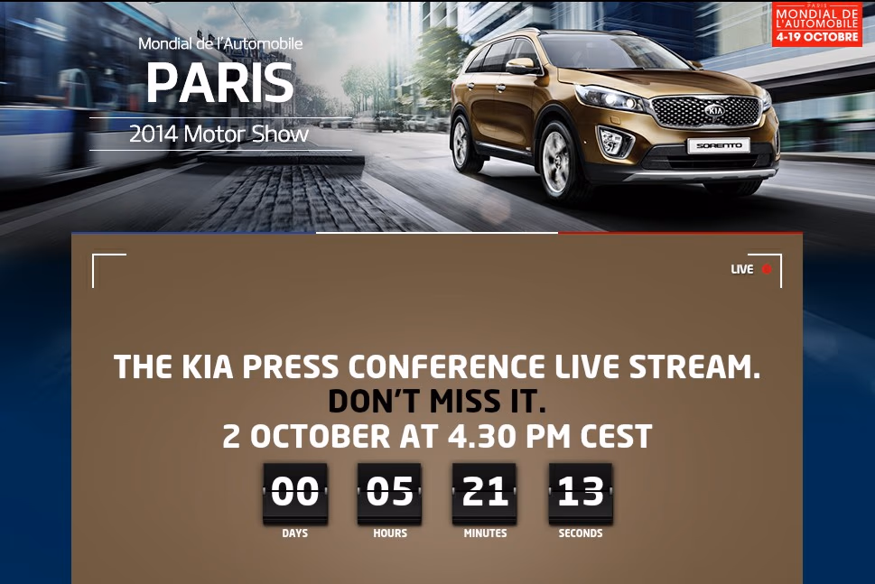Follow Kia Press Conference at 2014 Paris Motor Show (October 2 – 16:30 CET) at TheKCB